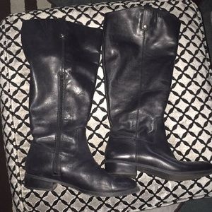 INC-Fawne-Leather Pull On Riding Boots Wide Calf